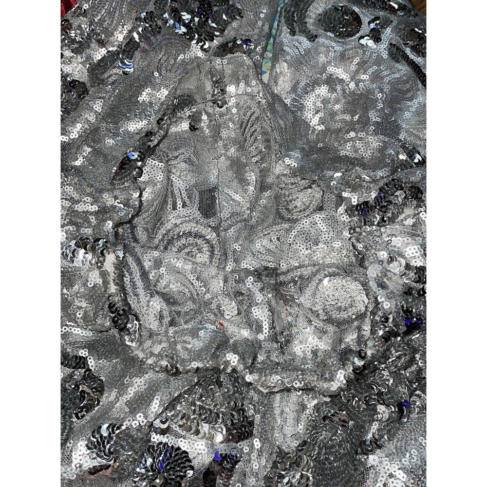 Handmade silver sequined sheer embellished formal evening disco y2k boogie Pants - Picture 10 of 12